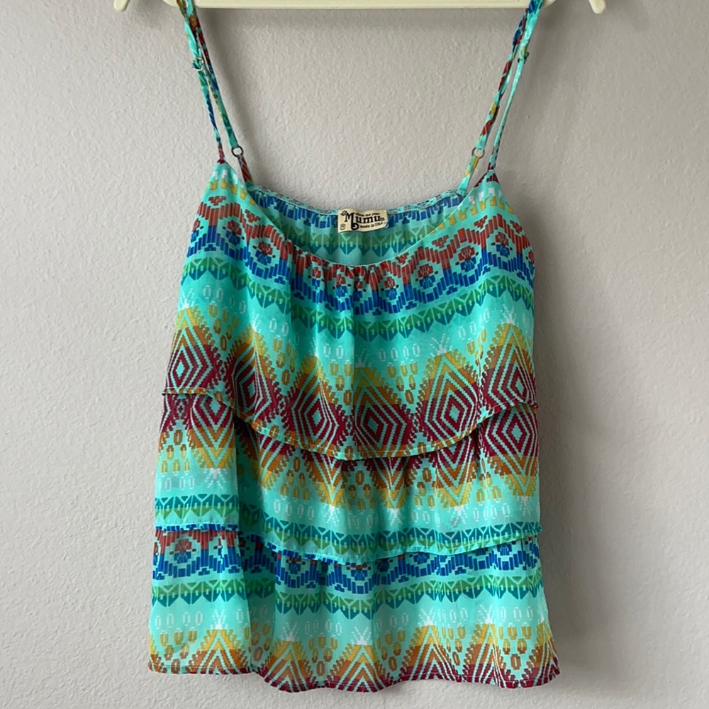 Show Me Your Mumu sheer sleeveless ruffle top M